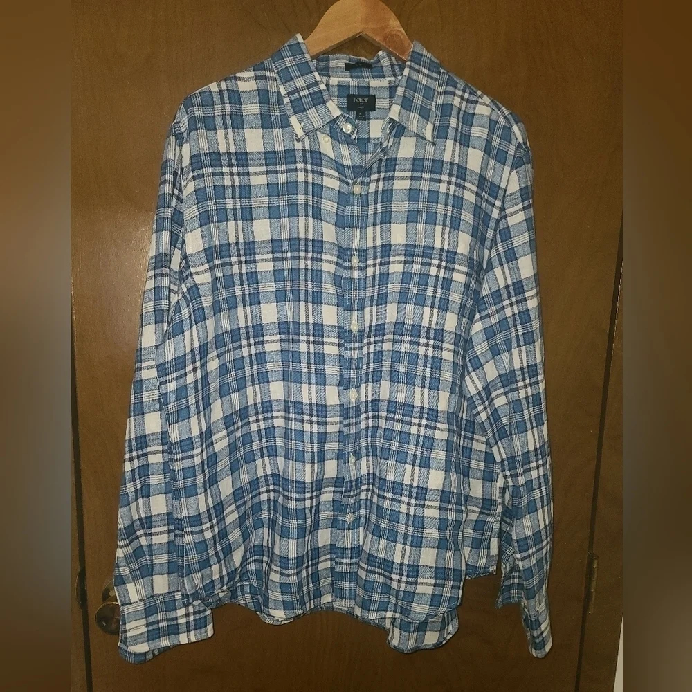 J. CREW slim fit 100% linen button down sz XL